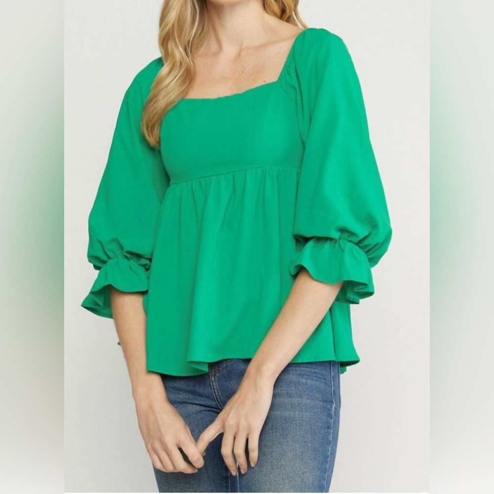 ✨ Entro Square Neck Babydoll Blouse